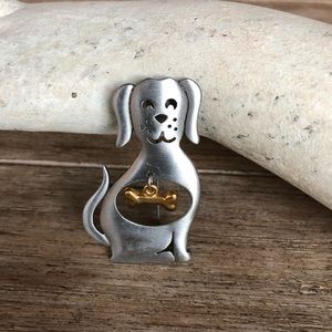 Adorable dog brooch.